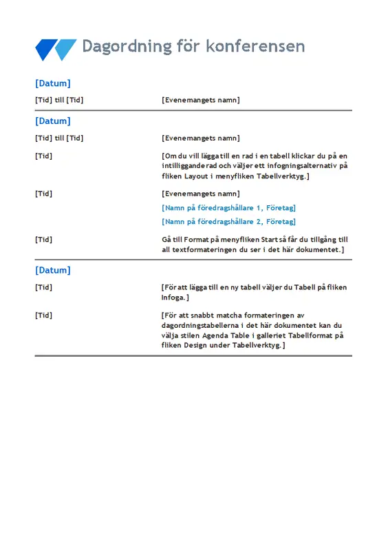 Agenda för konferenser vintage floral