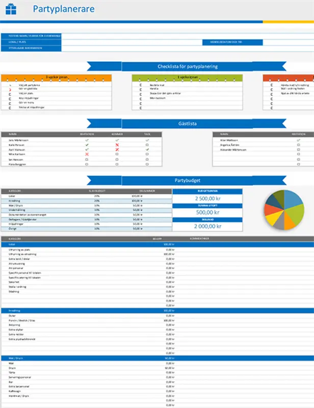 Festplanering och checklista modern-simple