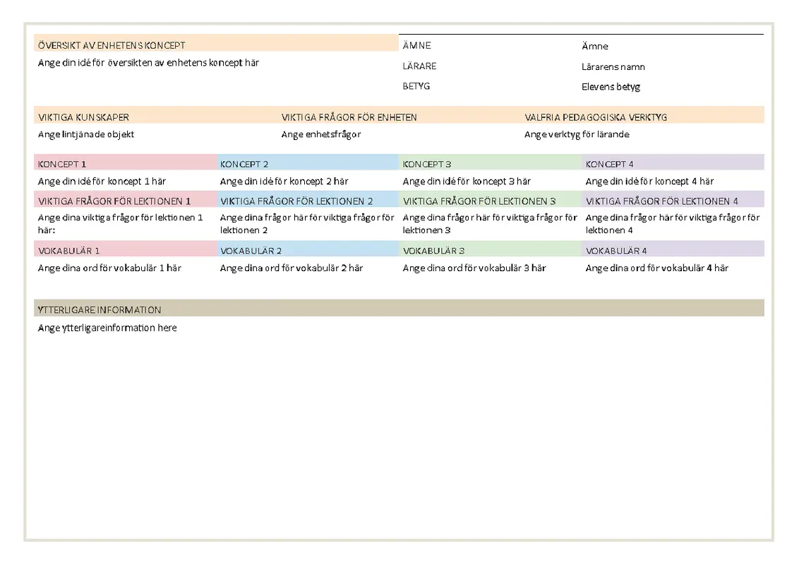 Lektionsplan modern simple