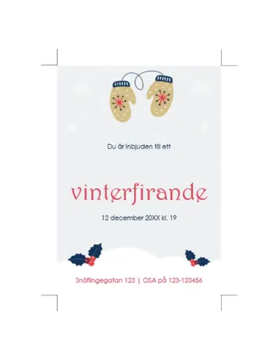 Festinbjudan för vinterfest blue whimsical