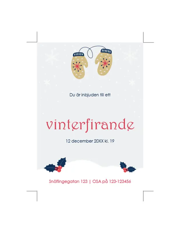 Festinbjudan för vinterfest whimsical