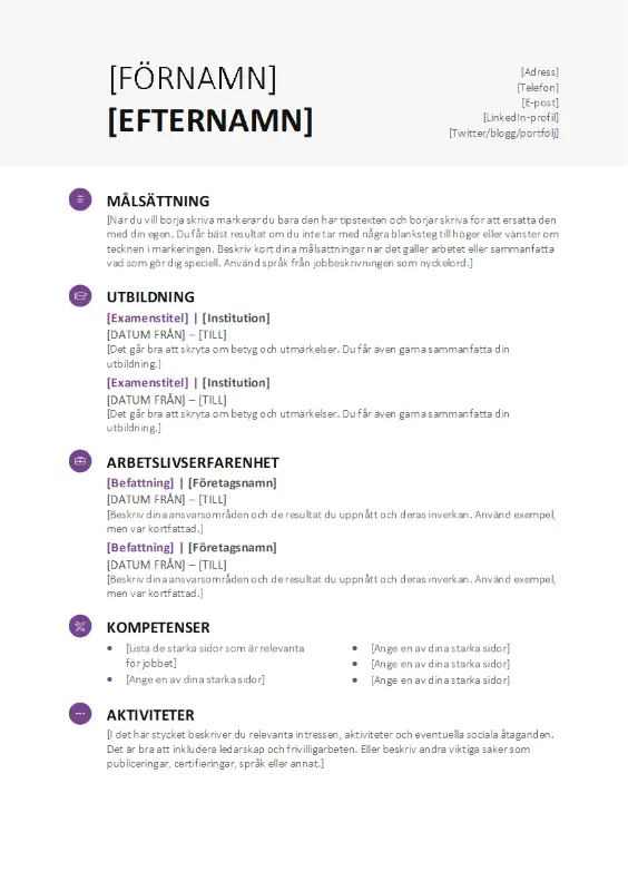 Meritförteckning student (modern design) white modern simple