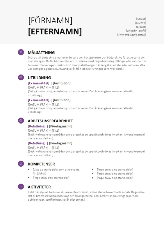 Meritförteckning student (modern design) modern simple