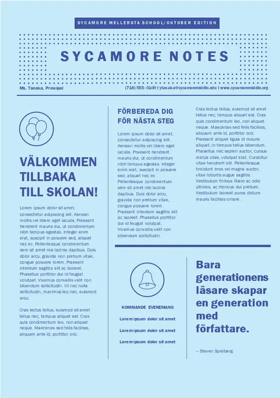 Nyhetsbrev om skolstarten