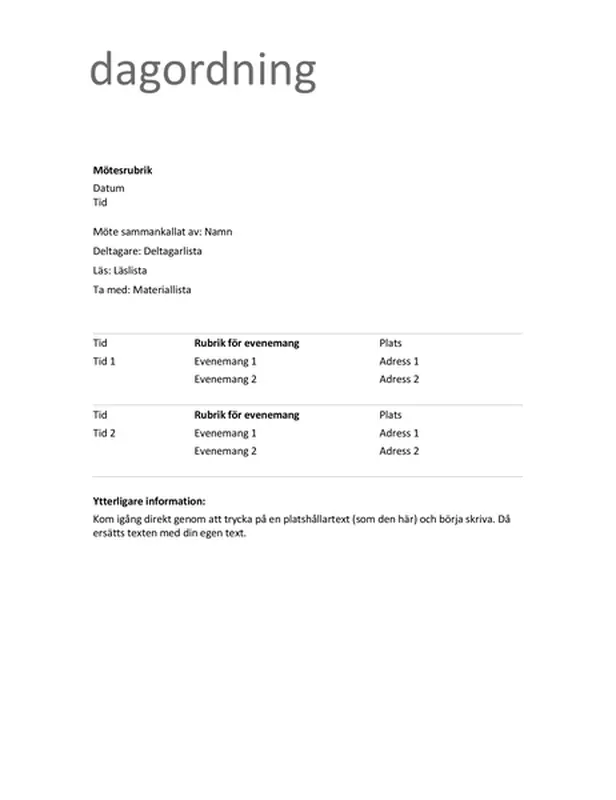 Dagordning för möten