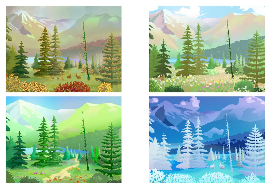 Vykort med vildmarksbilder whimsical-color-block