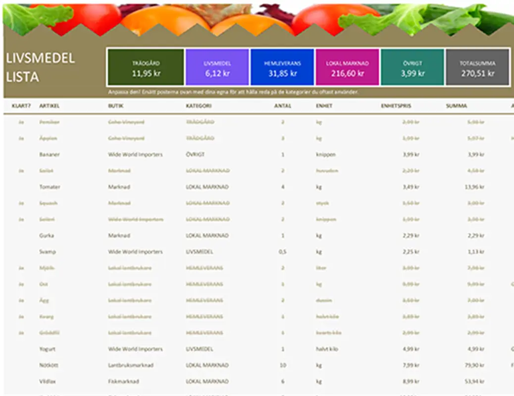 Inköpslista modern-simple