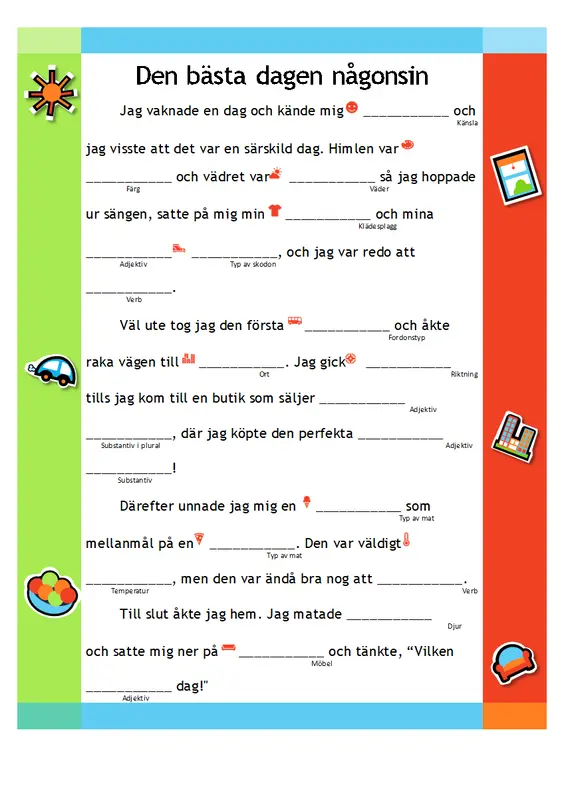 Rolig berättelse att fylla i modern simple