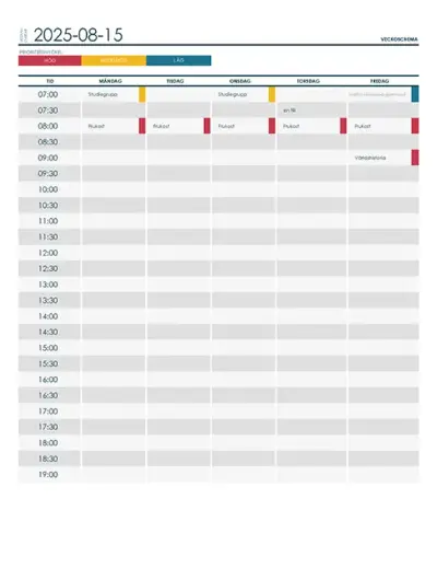 Veckoschema universitet gray modern-simple