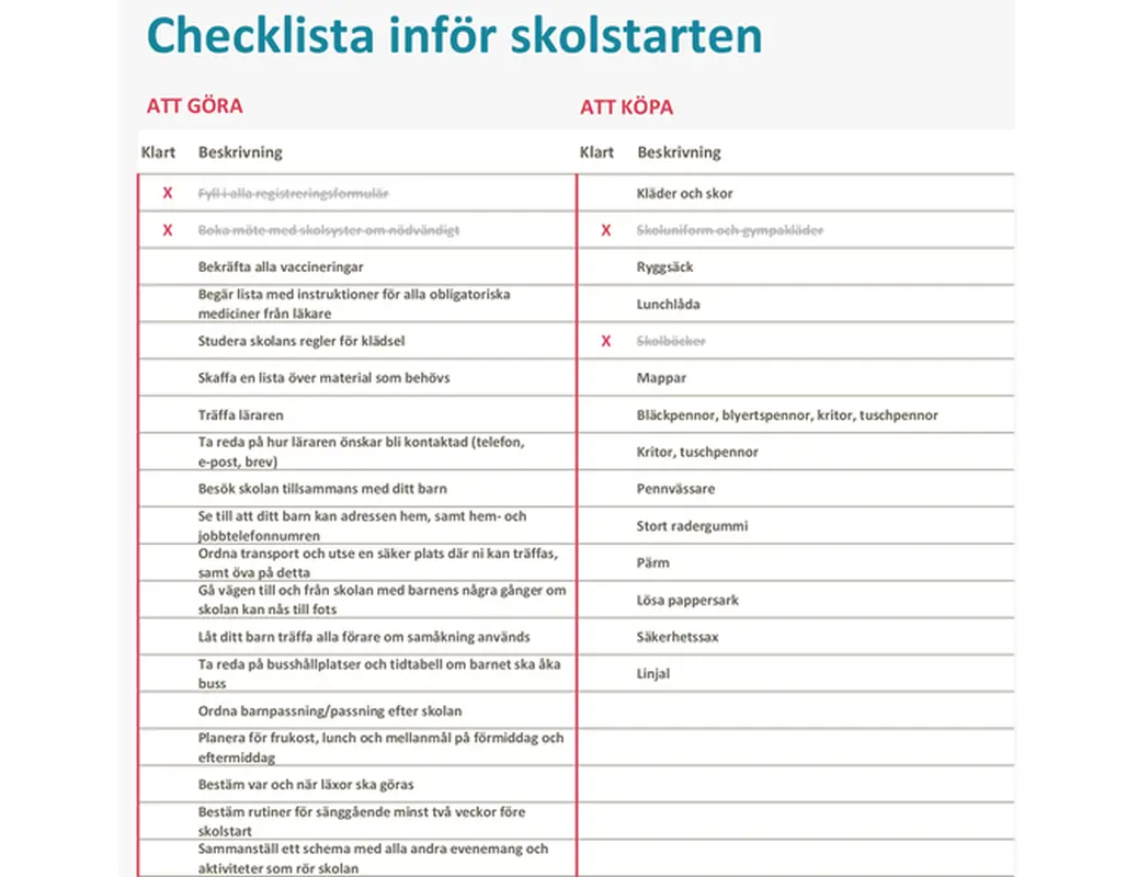Checklista inför skolstarten modern simple