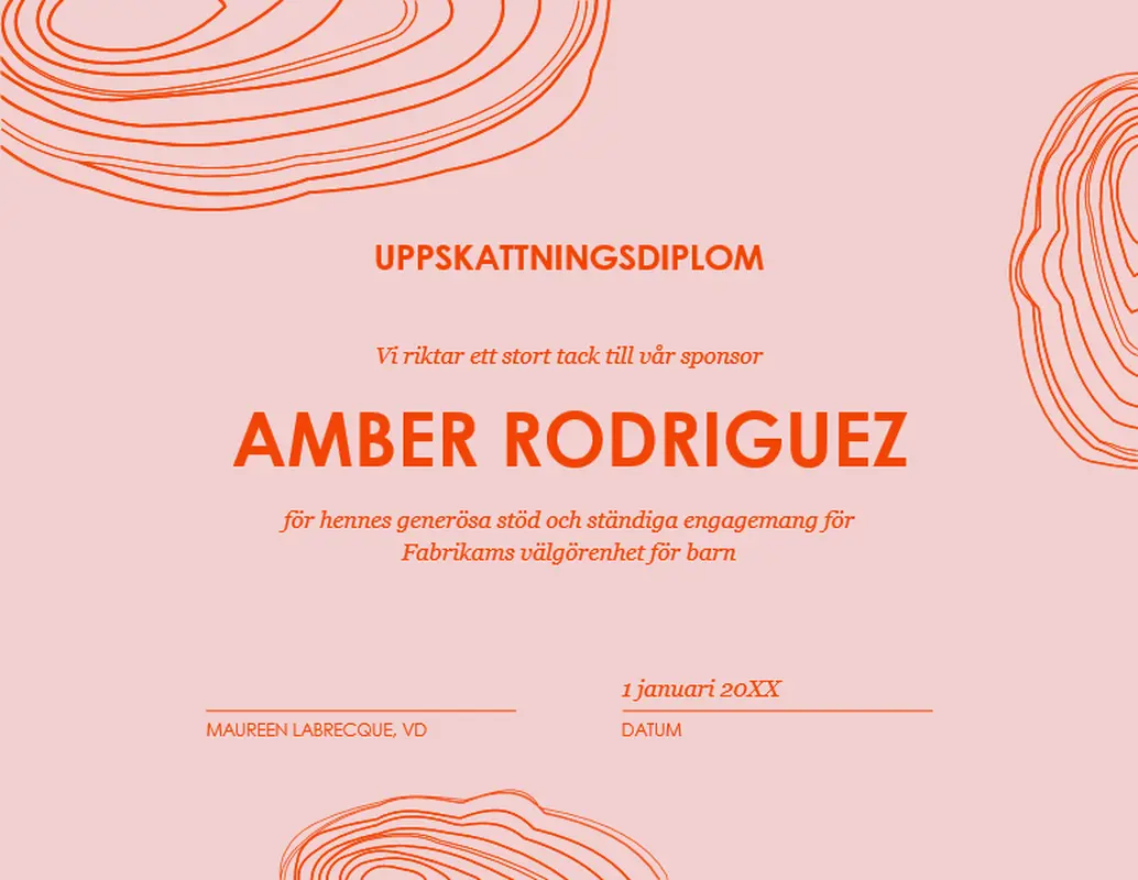 Uppskattningsdiplom för spiralskisser  organic-simple