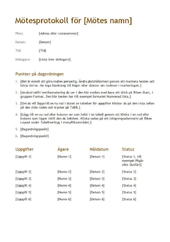 Mötesprotokoll (enkelt) modern simple