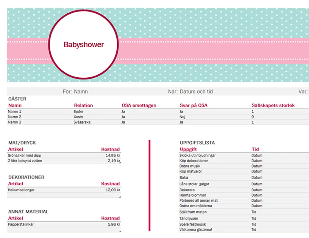 Baby shower-planering