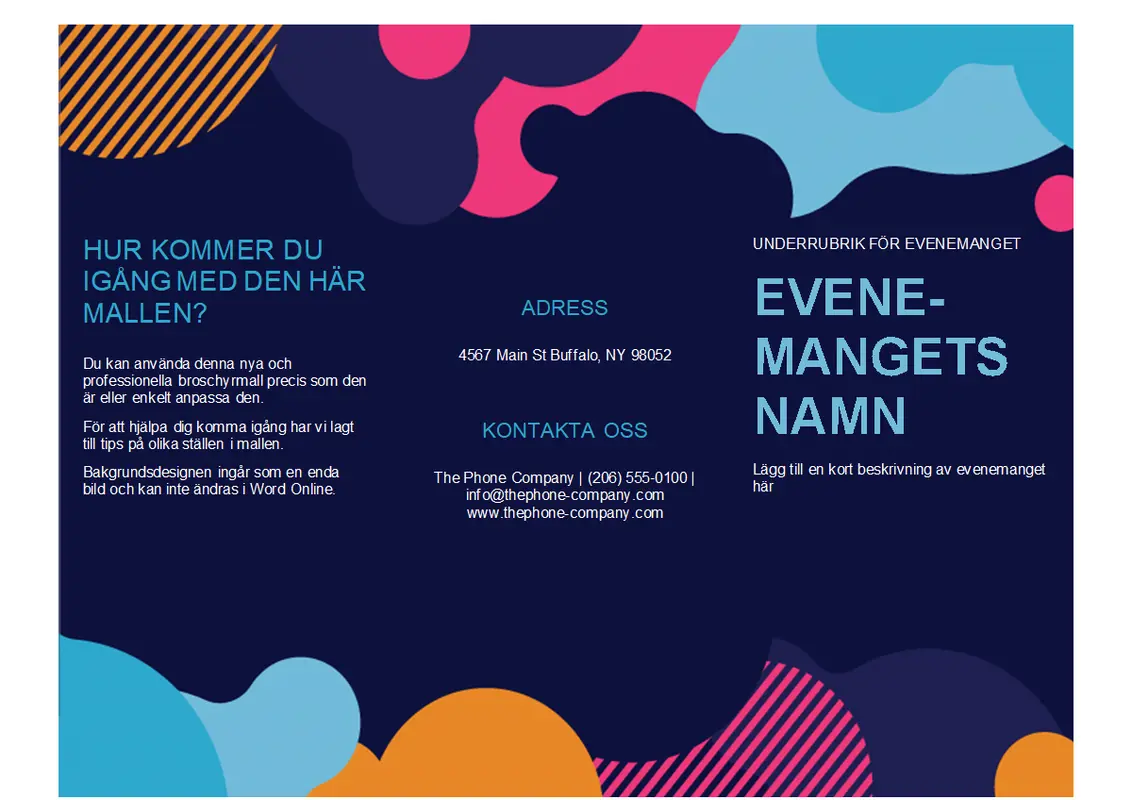 Evenemangsbroschyr med levande former  modern-color-block