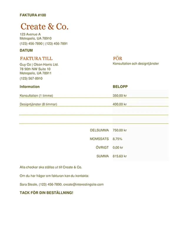 Faktura (kalkylblad) modern simple