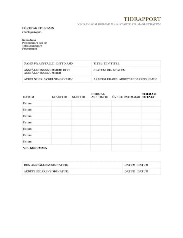 Tidrapport