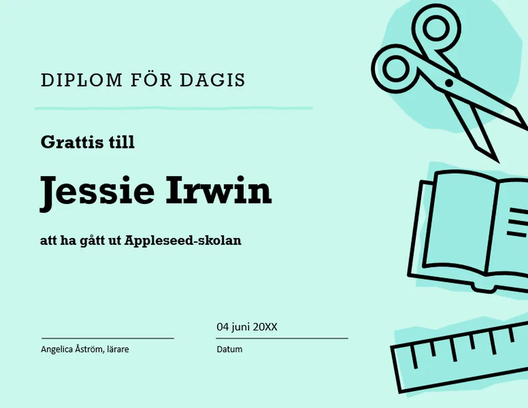 Diplom för dagis modern bold