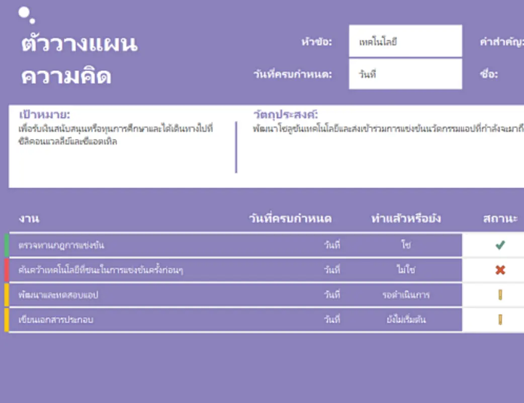 ตัววางแผนความคิด (งาน) purple modern-simple