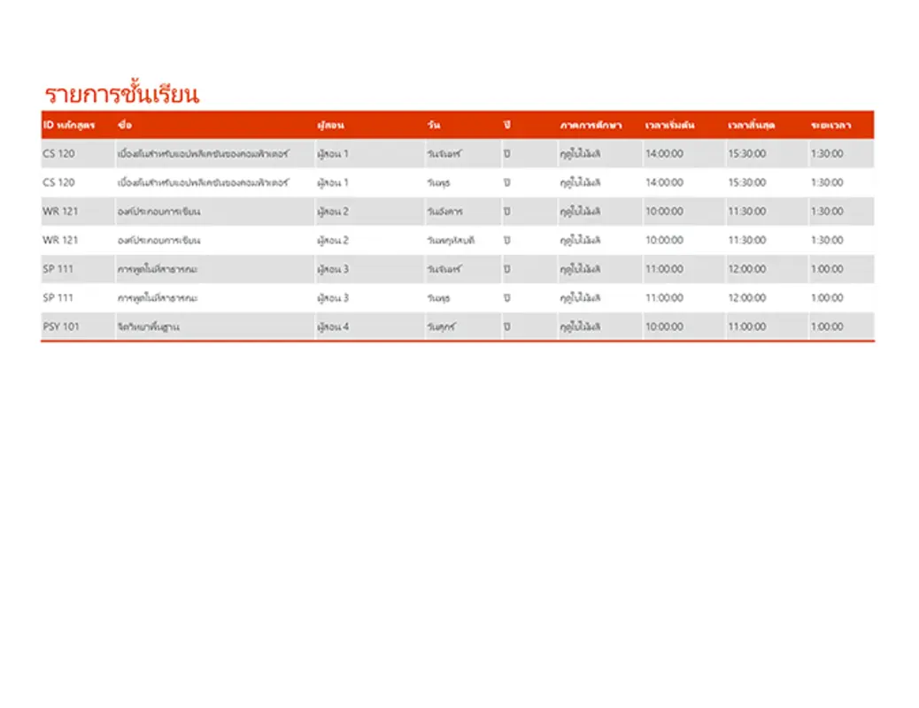 ดูทั้งภาคการศึกษาได้อย่างรวดเร็ว orange modern-simple