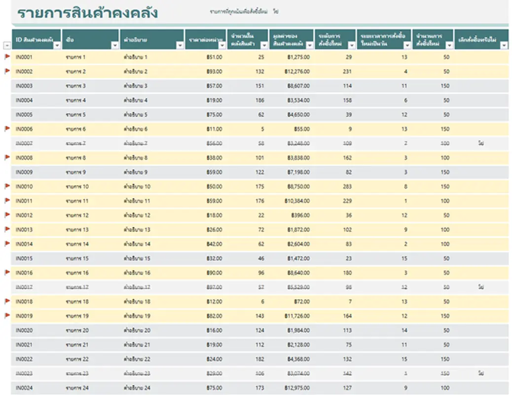 รายการสินค้าคงคลังที่เน้นการจัดลําดับใหม่ blue modern simple