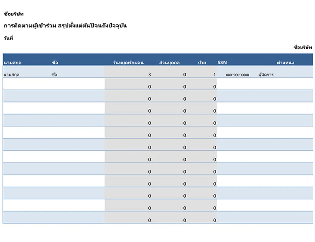 ตัวติดตามการเข้างานของพนักงาน