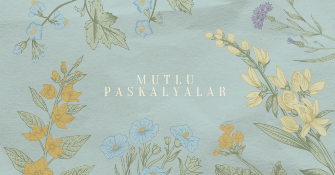 Paskalya dilekleri blue vintage-botanical