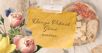 Dünya Piknik Günü yellow vintage-botanical