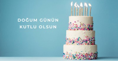 Doğum günü pastası kutlu olsun blue modern-simple