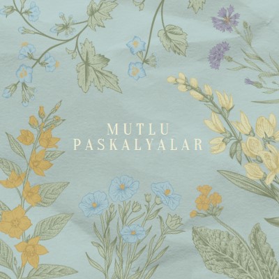 Paskalya dilekleri blue vintage-botanical