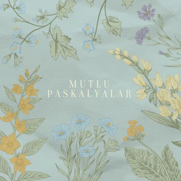 Paskalya dilekleri blue vintage-botanical