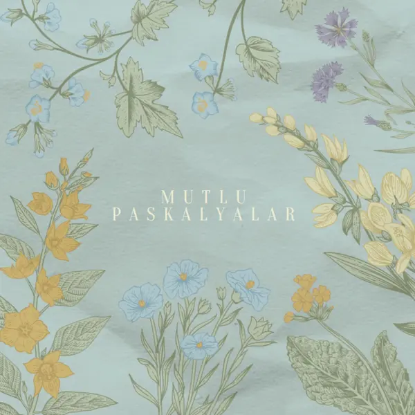 Paskalya dilekleri blue vintage-botanical