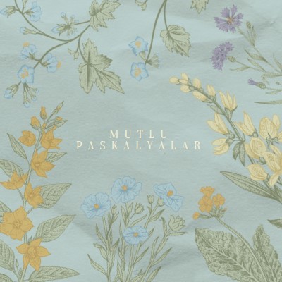 Paskalya dilekleri blue vintage-botanical