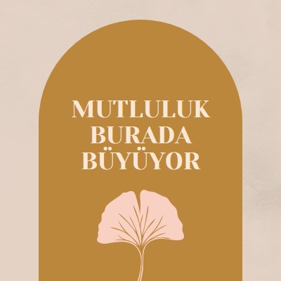 Mutluluk burada büyür gray organic-boho