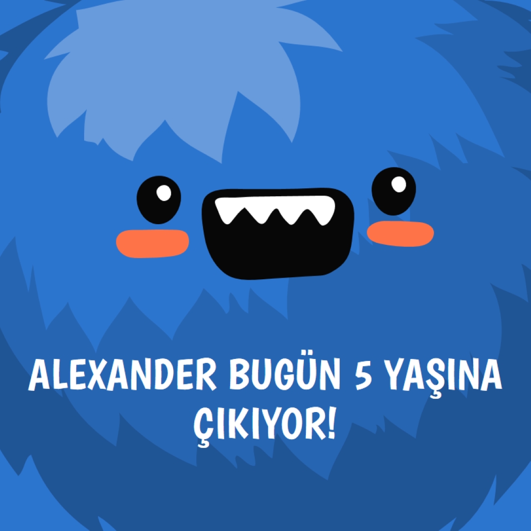 Küçük canavar beş yaşına giriyor blue whimsical-color-block
