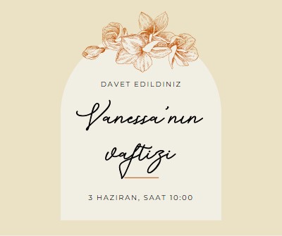 Vaftiz daveti yellow vintage-botanical