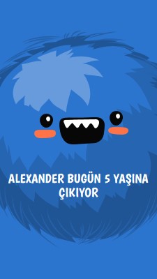 Küçük canavar beş yaşına giriyor blue whimsical-color-block