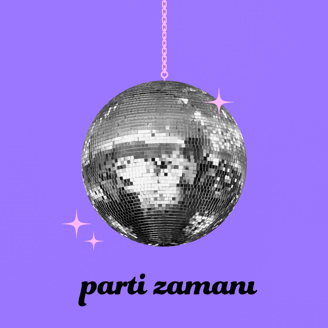 Her durumda parti purple simple,collage,disco,fun,playful,photo