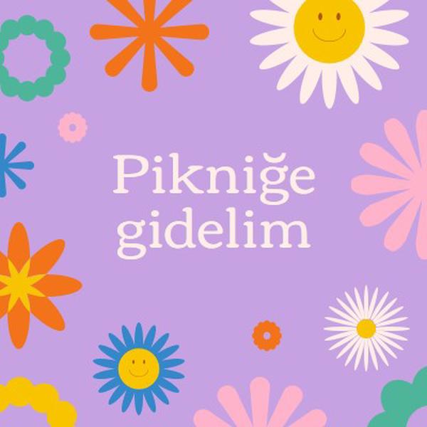 Hadi bir piknik yapalım. purple retro,playful,graphic,floral,bright