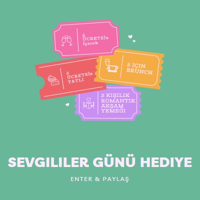 Sevgililer Günü hediyesi green bright,playful,tickets,retro,shape,overlapping