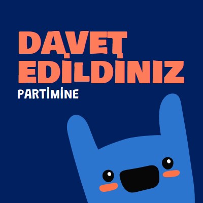 Partimize davetlisiniz blue whimsical,bold,monster