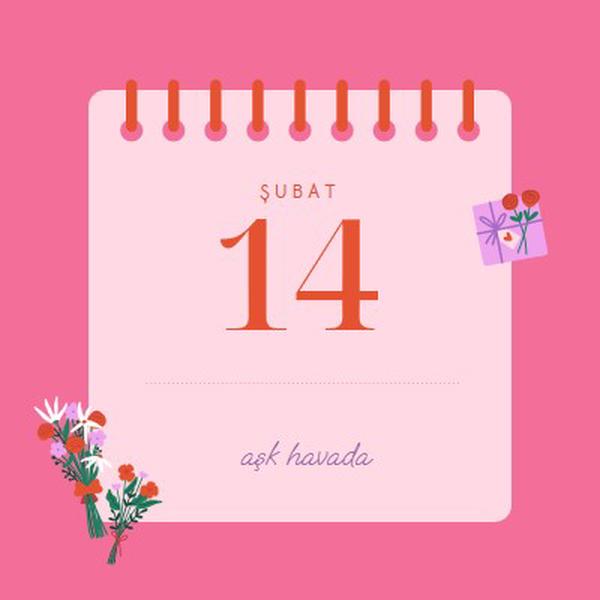 Aşk havada pink delicate,romantic,calendar,simple,frame,floral