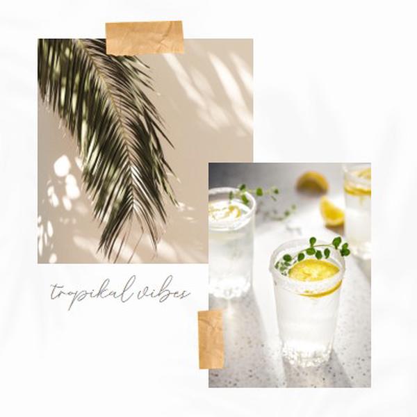 Tropikal kokteyl vibes white photographic,collage,minimal,scrapbook,handwriting,botanical,