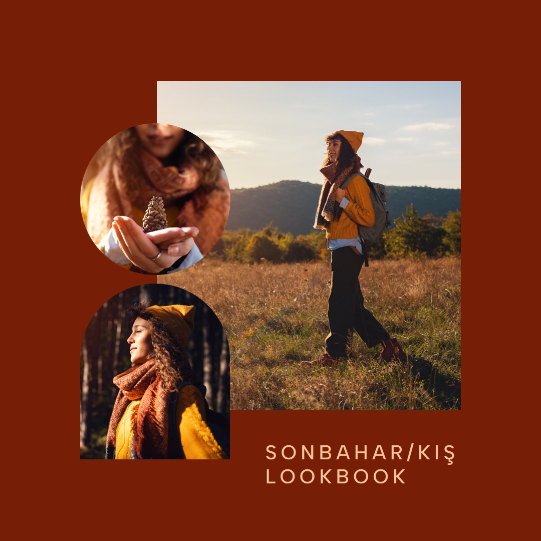Sonbahar / kış lookbook'u red clean,overlapping,collage