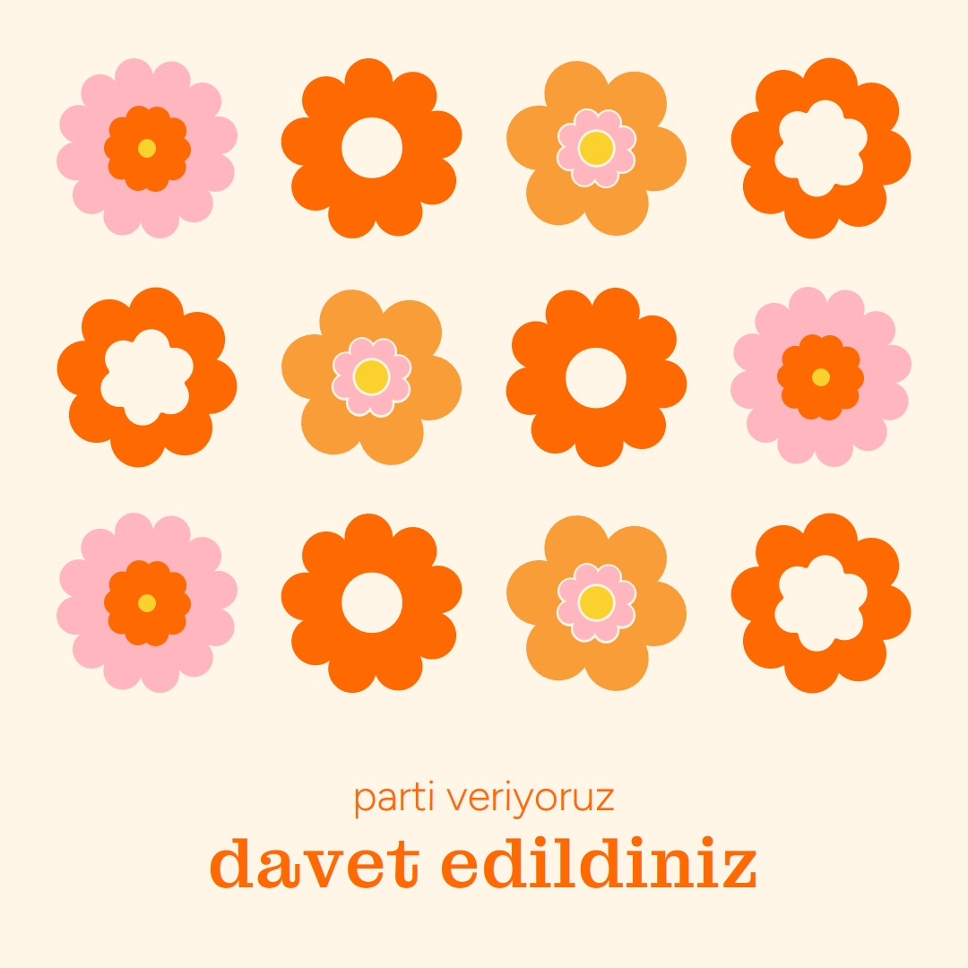 Parti veriyoruz. orange bold,fun,graphic