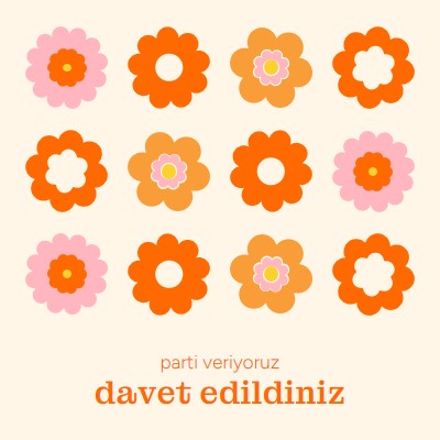 Parti veriyoruz. orange bold,fun,graphic