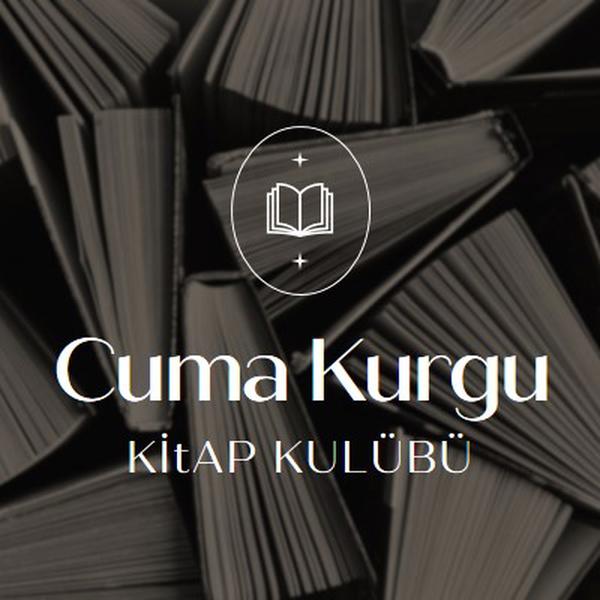 Cuma kurgu kitap kulübü black elegant,monochromatic,photo,simple,typographic,symmetrical