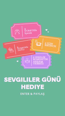 Sevgililer Günü hediyesi green bright,playful,tickets,retro,shape,overlapping