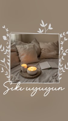 Bu gece sıkı uyu brown elegant,floral,frame,handwriting,rustic,