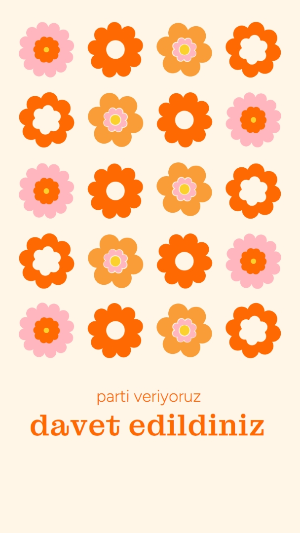 Parti veriyoruz. orange bold,fun,graphic