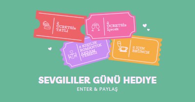 Sevgililer Günü hediyesi green bright,playful,tickets,retro,shape,overlapping